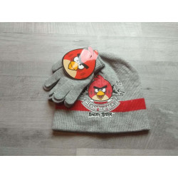 set ČEPICE a rukavice šedočervená Angry Birds vel 52